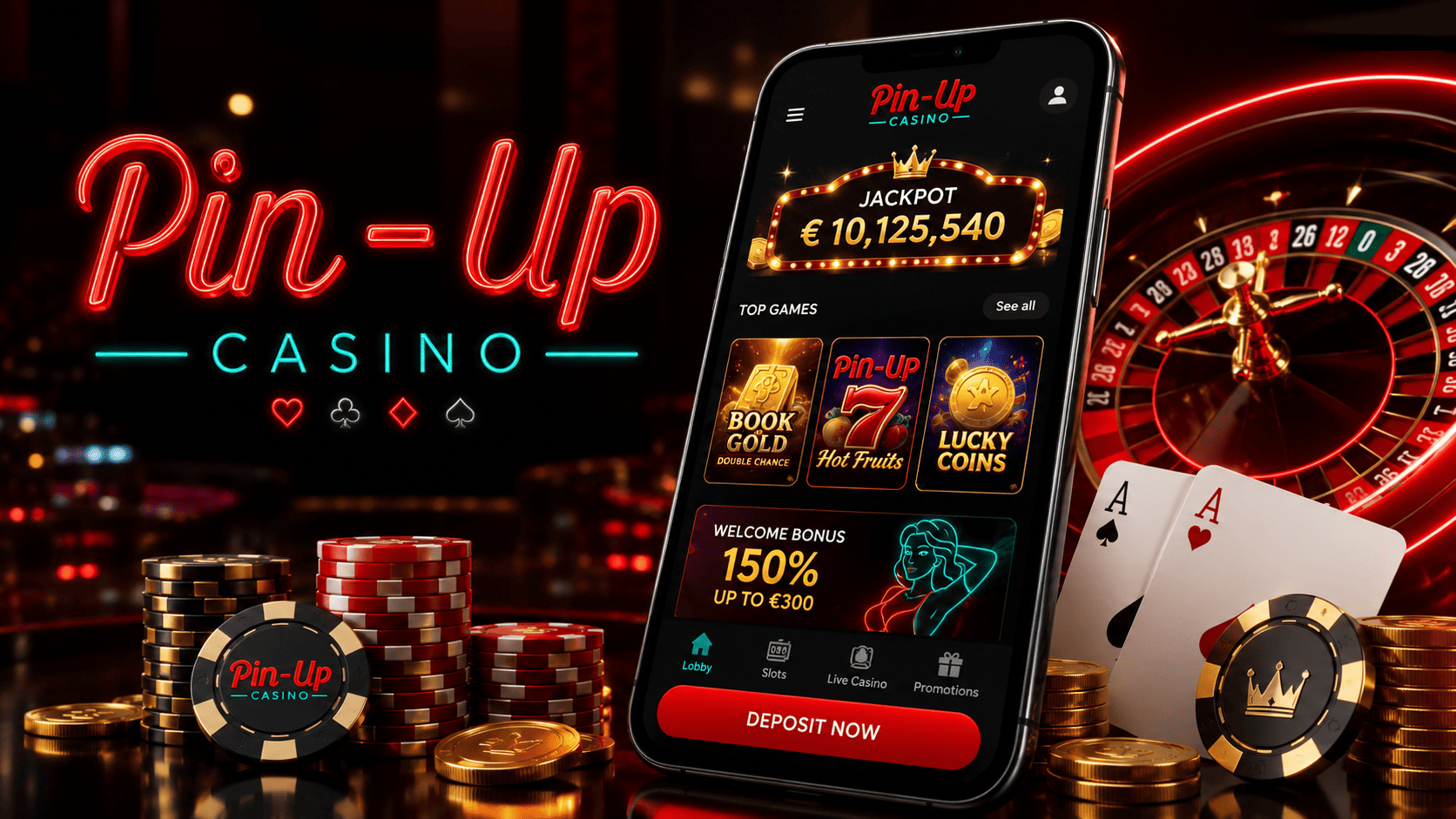 Lobby de casino online Pin-Up con juegos y ruleta