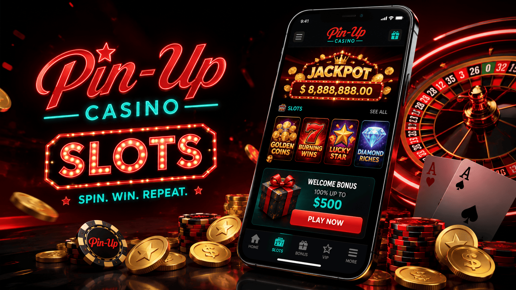 Sección de tragamonedas y slots en Pin-Up Casino